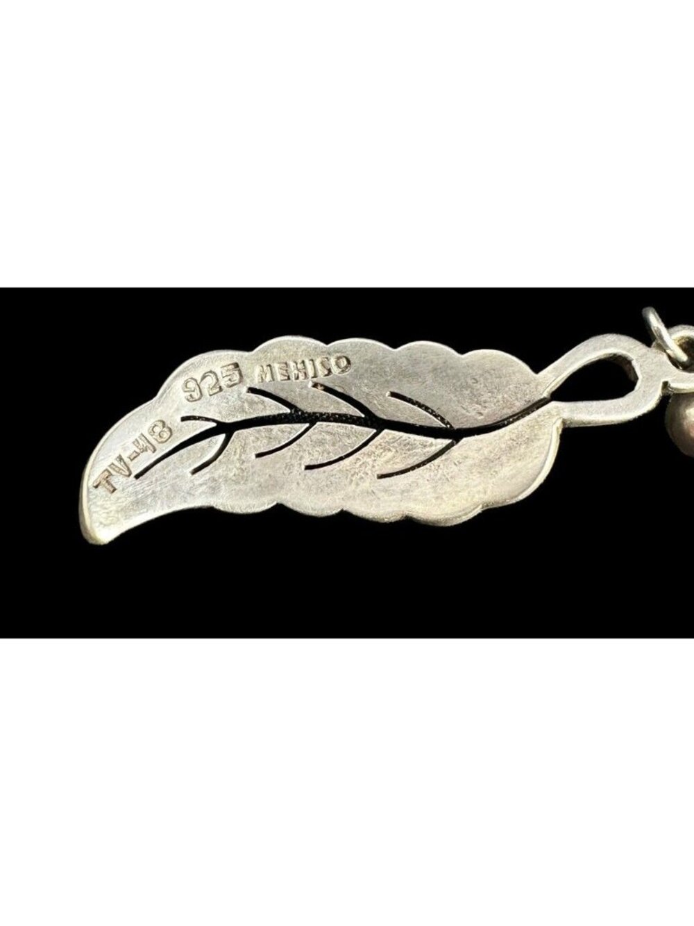 Earrings Taxco Sterling Silver Leaf Dangle Vintage Signed TV-48 Mexico - Picture 7 of 7